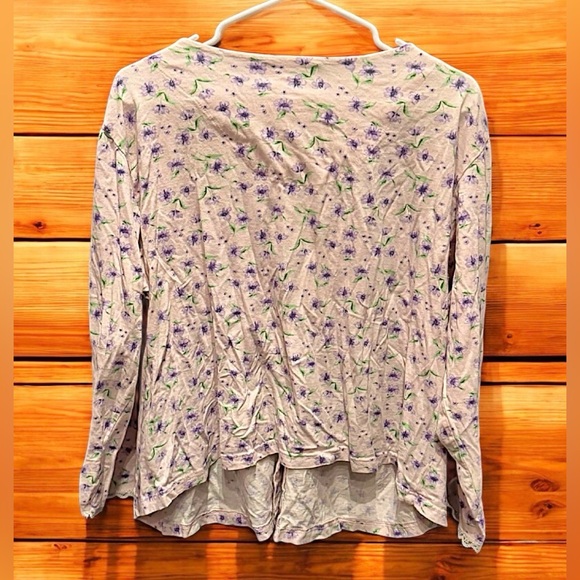 Floral Women's Top - Purple and White 3X - Picture 2 of 5